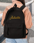 Custom Embroidered Black Laptop Backpack, Personalised Name Casual Zippered School Bag, University, Work, Travel, Graduation, Corporate Gift