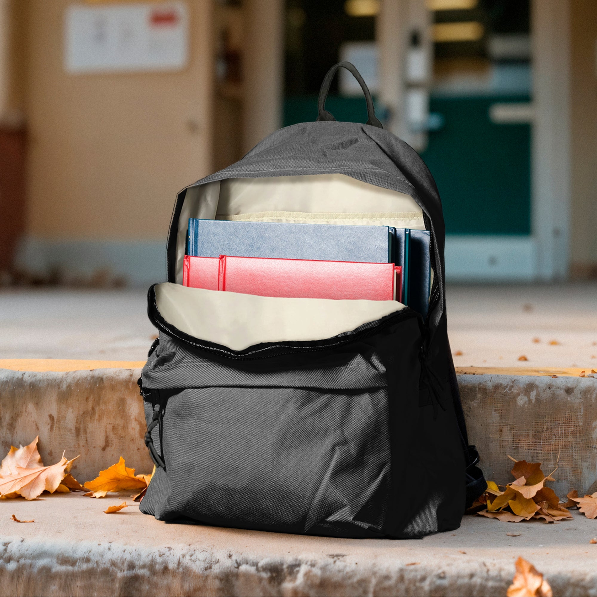 Custom Embroidered Black Laptop Backpack, Personalised Name Casual Zippered School Bag, University, Work, Travel, Graduation, Corporate Gift