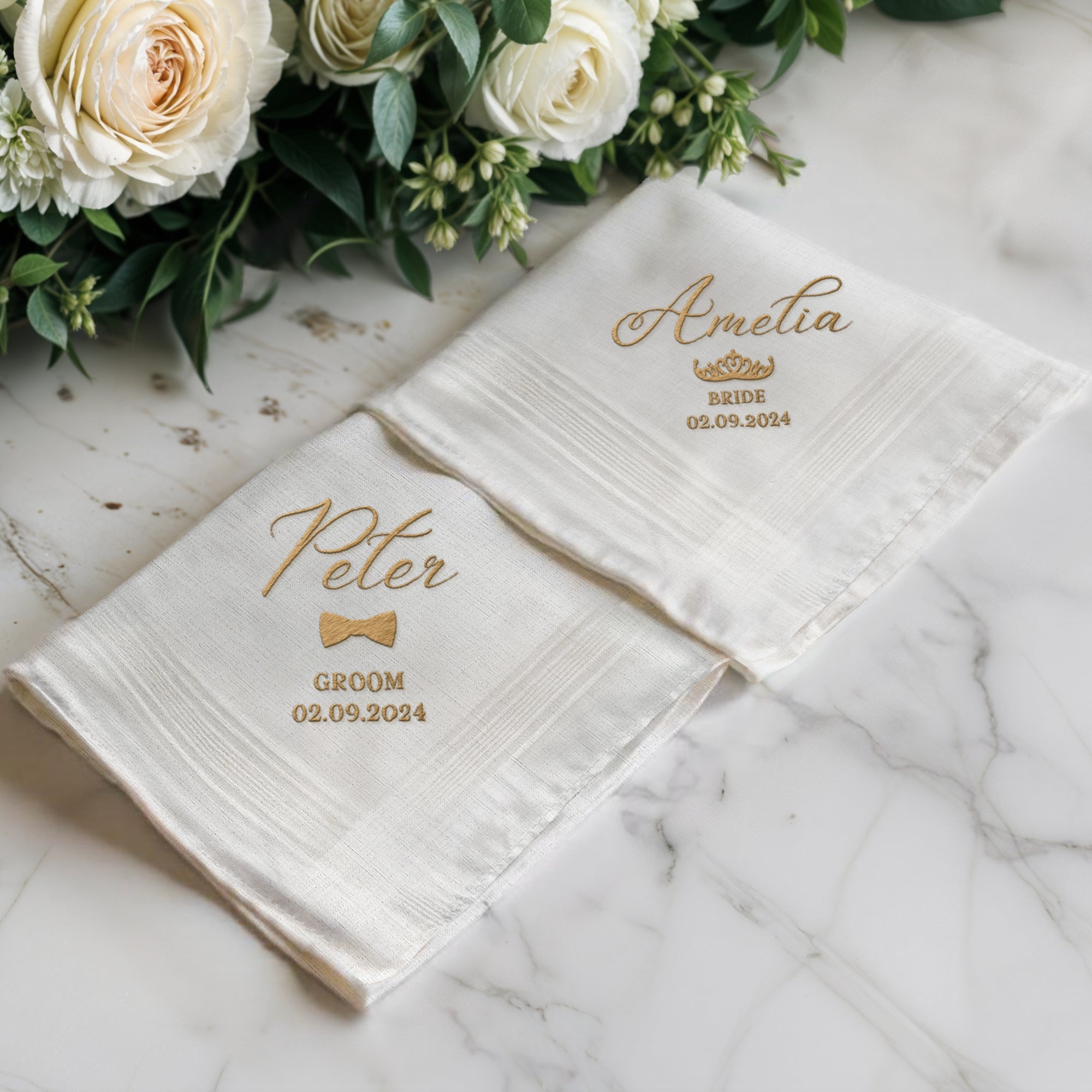 Custom Embroidered Handkerchief, Personalised Guest Table Name Place Towel Embroidery, Anniversary, Wedding Favors Bestman Groom Father Gift