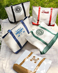 Custom Embroidered Canvas Tote, Personalised Logo Travel School Shoulder Bag, Bridesmaid Party Destination Wedding Favor Xmas Corporate Gift