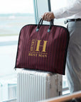 Custom Embroidered Carry Striped Suit Bag Personalised Travel Garment Zipper Storage, Business Vest Formal Clothing Organiser Groomsman Gift