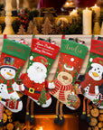 Custom Embroidered Festive Christmas Stocking, Personalised Merry Xmas Present Sock Santa Reindeer Holiday Decor Family Kid Gift Bag Storage