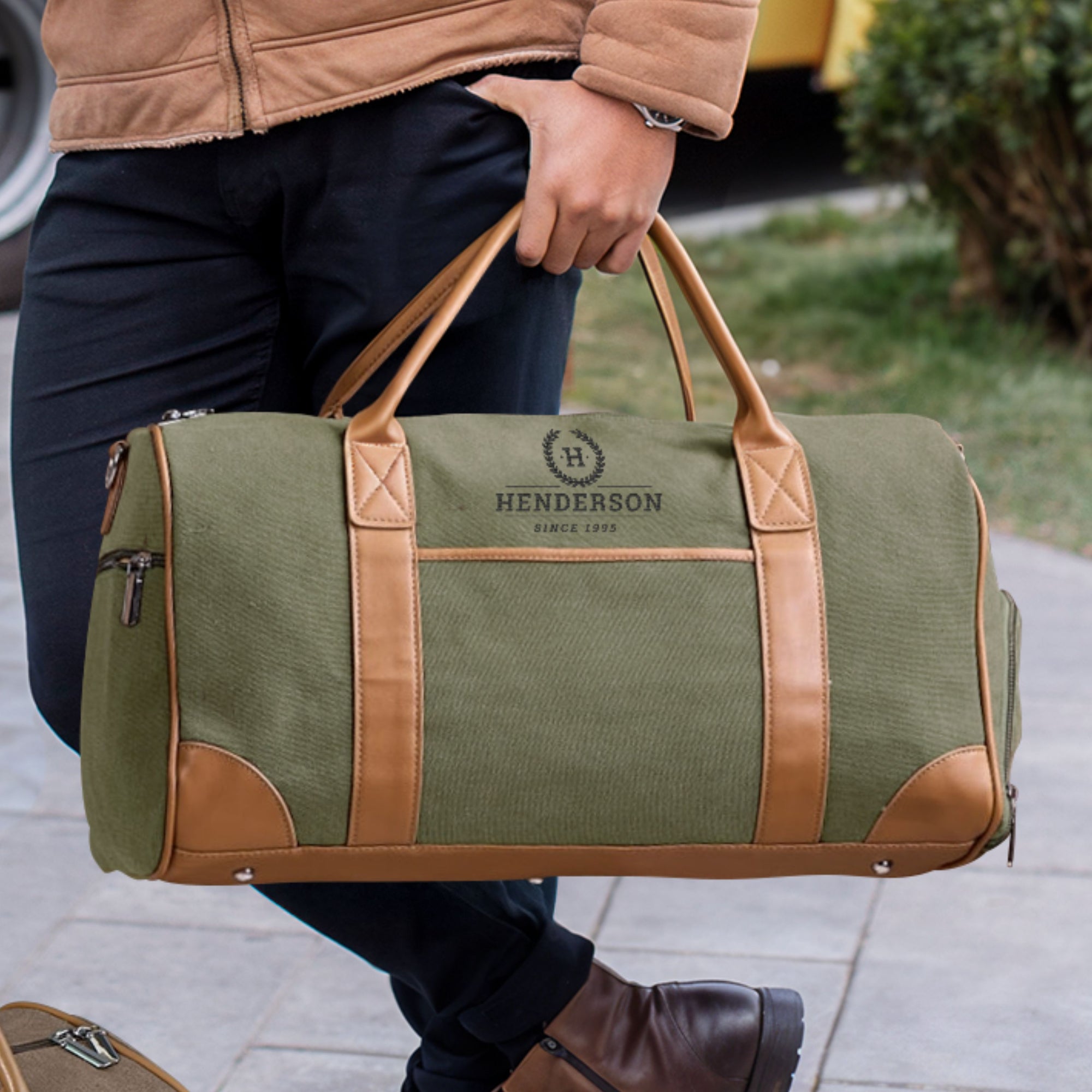 Custom Embroidered Canvas Duffle Bag, Personalised Large Gym/ Travel/ Overnight Carry On/ Shoulder Weekender Bags, Groomsmen, Dad Xmas Gift