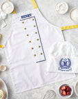 Custom Embroidered Kids Apron & Chef’s Hat, Personalised Junior Sous Kitchen Helper, Little Baby Baker, Children Birthday, Housewarming Gift
