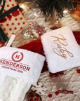 Custom Embroidered Knitted Pom Pom Christmas Stocking, Personalised Merry Xmas Present Sock, Santa Holiday Decor Family Kid Gift Bag Storage