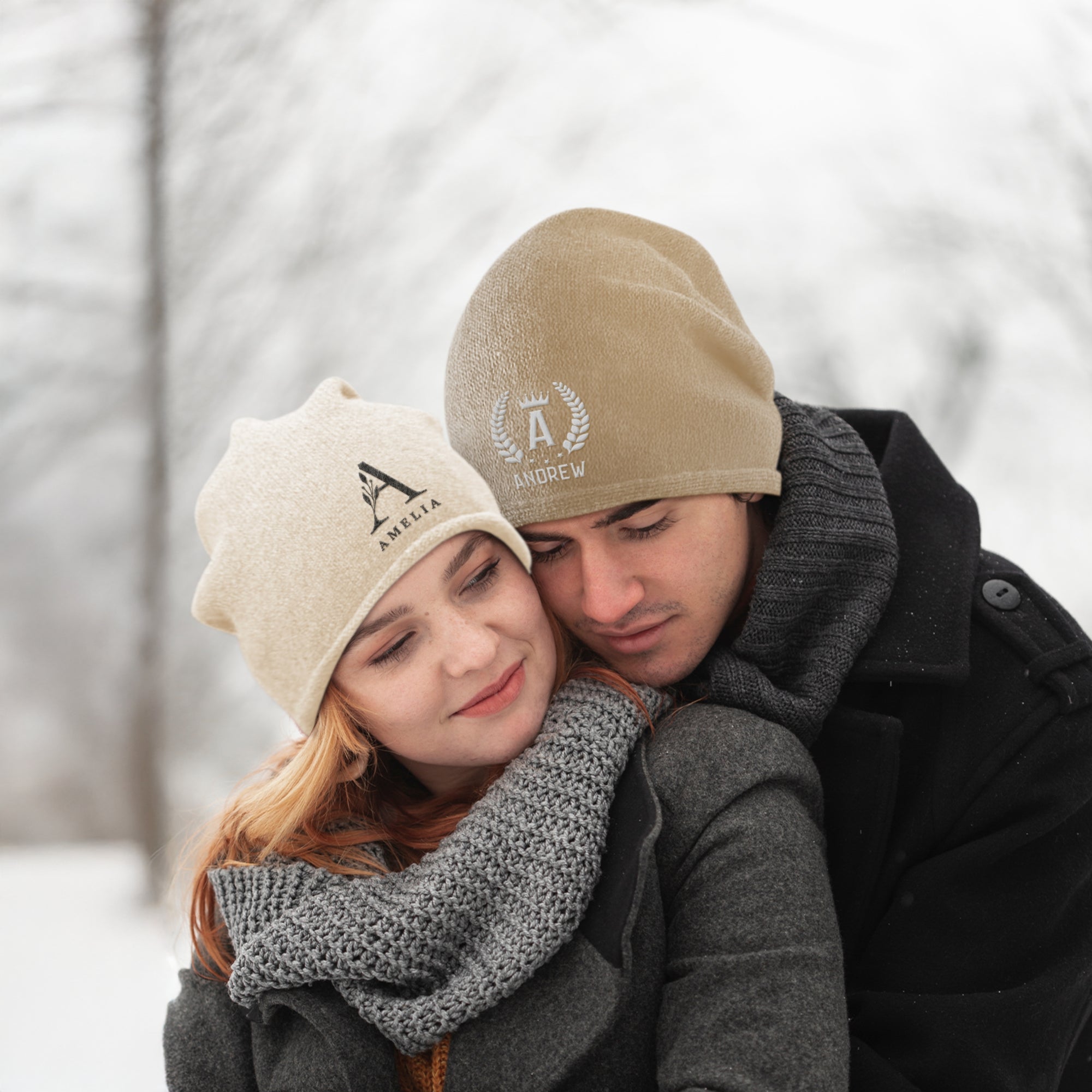 Custom Embroidered Soft Wool Beanie, Personalised Unisex Travel Hiking Hat, Warm Woven Knit Pile Winter Cap Dad Mom Christmas Corporate Gift