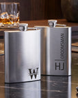 Custom Engraved 7oz Hip Flask Gift Set - Shot Glasses & Funnel | Personalised Logo Groomsmen, Birthday, Father's Day, Corporate Keepsake Box