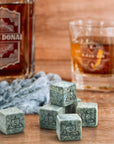 Custom Engraved 9 Charcoal Whiskey Stones Wooden Box Set, Personalised Reusable Scotch Ices, Barware Set Dad, Groomsmen, Corporate Xmas Gift