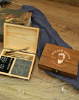 Custom Engraved 9 Charcoal Whiskey Stones Wooden Box Set, Personalised Reusable Scotch Ices, Barware Set Dad, Groomsmen, Corporate Xmas Gift