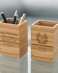 Custom Engraved Bamboo Pen Holder, Personalised Desk Organiser, Home Decor Office Accessory, Birthday Housewarming, Graduation, Teacher Gift