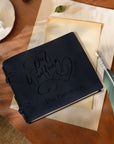 Custom Engraved Black Cowhide Leather A5 Vintage Wedding Guest Book, Personalised Handmade Crazy Horse Traditional Notebook Stationery Party Decor