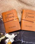 Custom Engraved Cowhide Leather Vintage His/ Her Vow Book, Personalised Wedding Ceremony Booklet Groom, Bride Speech Notebook, Keepsake Gift