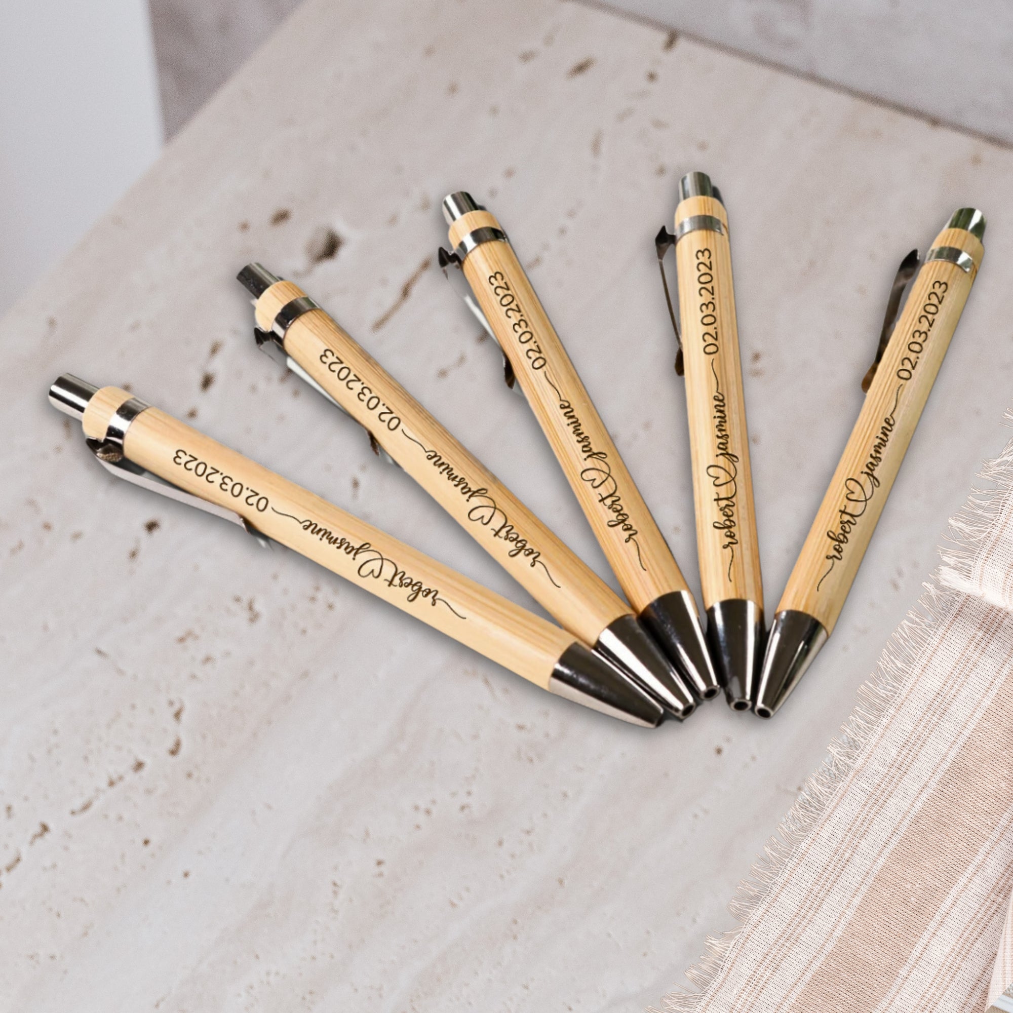 Custom Engraved Eco Bamboo Ballpoint Pen, Personalised Logo Sustainable Teacher, Student, Graduation Event, Corporate Gift, Wedding Favours