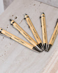 Custom Engraved Eco Bamboo Ballpoint Pen, Personalised Logo Sustainable Teacher, Student, Graduation Event, Corporate Gift, Wedding Favours