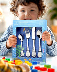Custom Engraved Kid's Cutlery 4 Piece Set, Personalised Children Name Spoons, Fork, Knife/ Daycare Dining Tools, First Birthday Baptism Gift