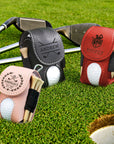 Custom Engraved Leatherette Gold Ball Pouch & Tee Holder, Personalised Name/ Logo Accessories Pocket, Dad Groomsmen Christmas Corporate Gift