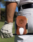 Custom Engraved Leatherette Gold Ball Pouch & Tee Holder, Personalised Name/ Logo Accessories Pocket, Dad Groomsmen Christmas Corporate Gift