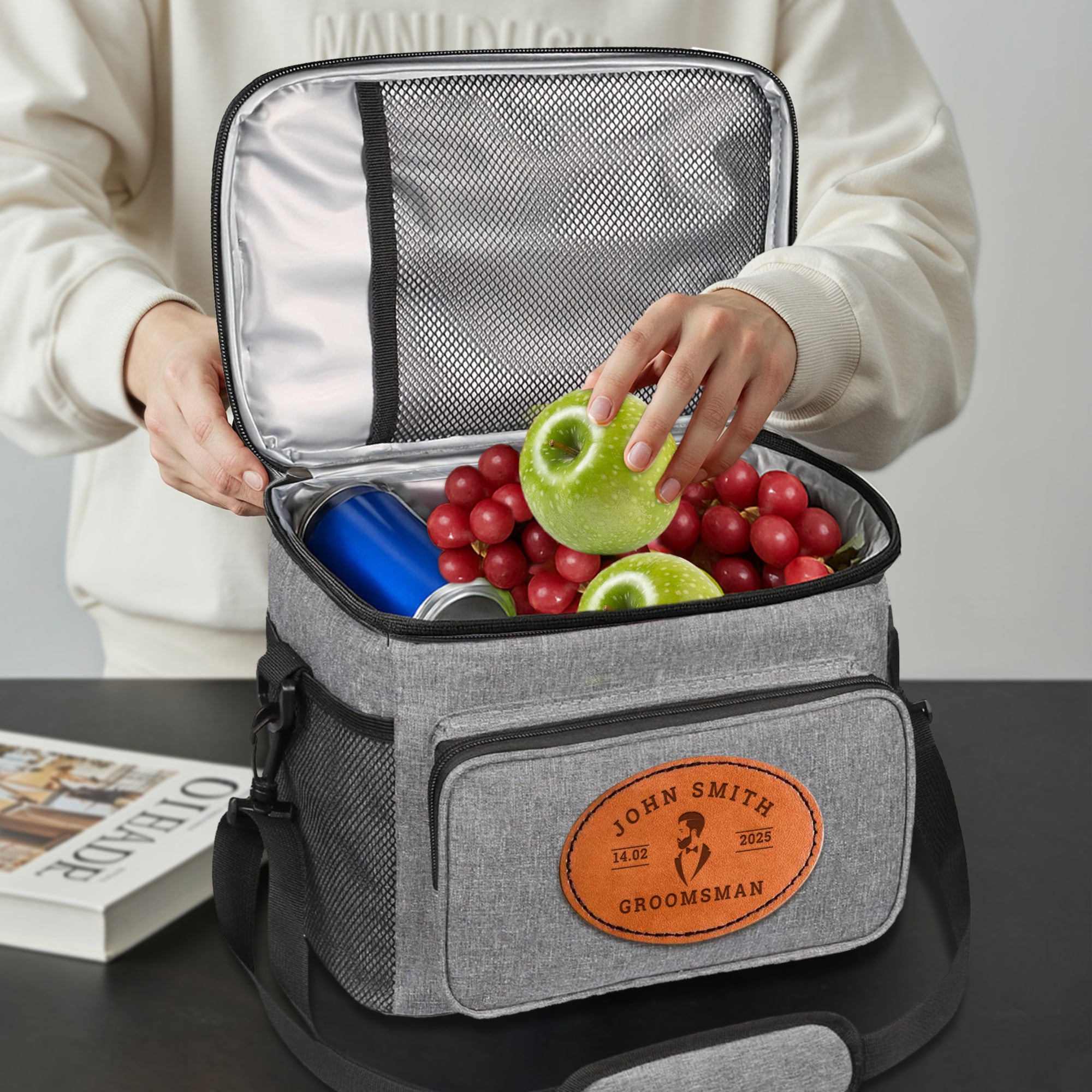 Custom Engraved Patch Insulated Golf Cooler Bag, Personalised Logo Beer Picnic Grocery Lunch Storage, Groomsman Dad Corporate Christmas Gift