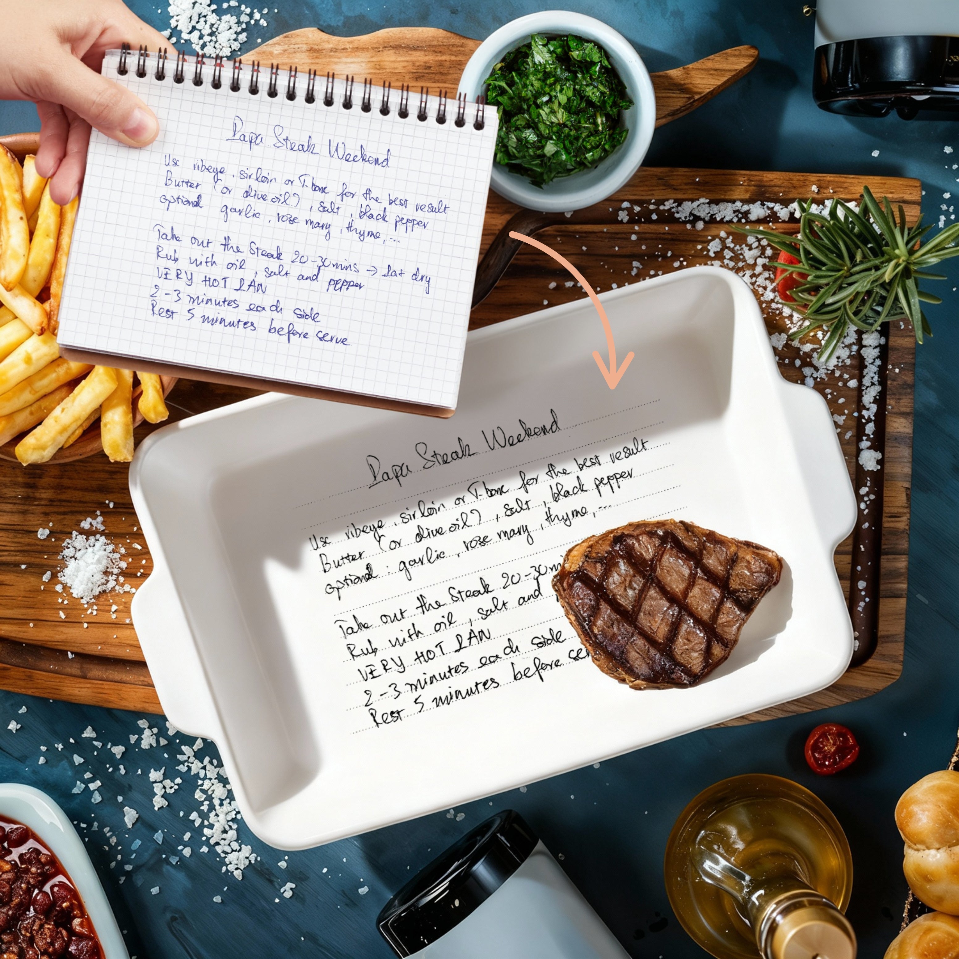 Custom Engraved Recipe Photo White Porcelain Baking Tray