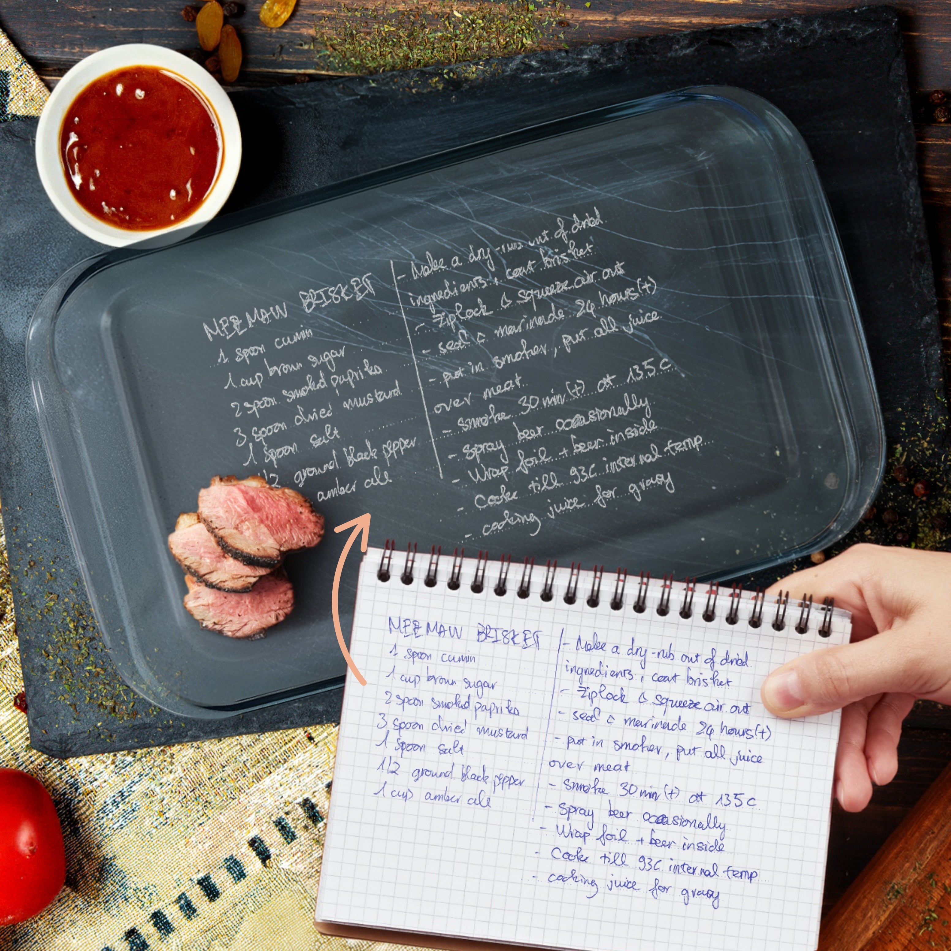 Custom Engraved Recipe Rectangle Glass Baking Tray, Personalised