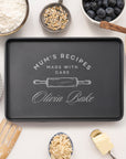 Custom Engraved Rectangle Black Steel Baking Tray, Personalised Non-Stick Carbon Steel Oven Pan, Kitchen, Home Chef, Baker Grandma Xmas Gift
