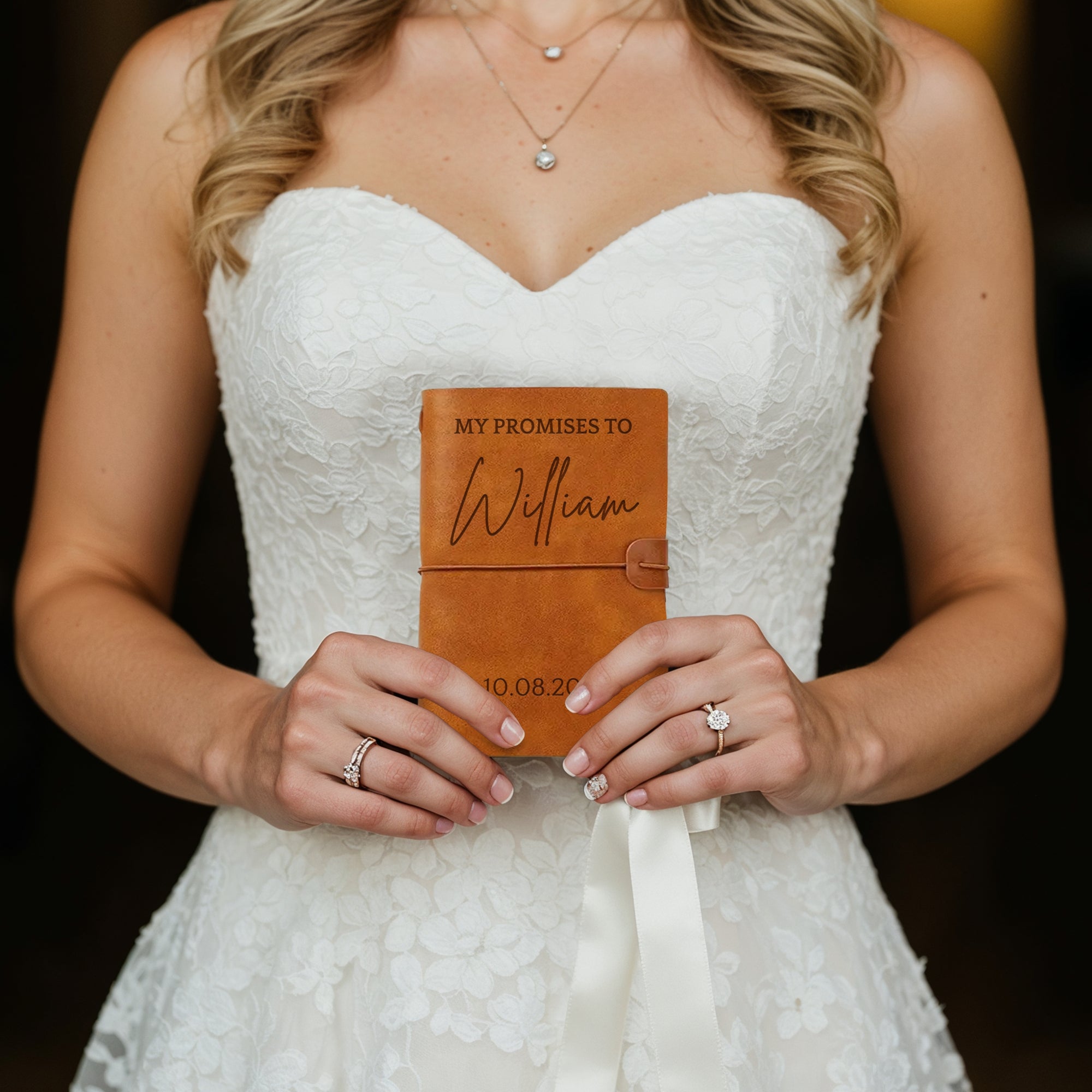 Custom Engraved Cowhide Leather Vintage His/ Her Vow Book, Personalised Wedding Ceremony Booklet Groom, Bride Speech Notebook, Keepsake Gift