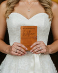 Custom Engraved Cowhide Leather Vintage His/ Her Vow Book, Personalised Wedding Ceremony Booklet Groom, Bride Speech Notebook, Keepsake Gift
