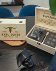Custom Engraved Whiskey Wooden Box, 270ml Scotch Glass, 6 Ice Stones & Tongs, Personalised Logo Barware Set Groomsman Dad Birthday Gift
