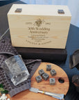Custom Engraved Whiskey Wooden Box, 270ml Scotch Glass, 6 Ice Stones & Tongs, Personalised Logo Barware Set Groomsman Dad Birthday Gift