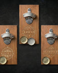 Custom Engraved Wooden Beer/ Drink Bottle Opener & Magnetic Cap Catcher, Personalised Name Logo , Father, Christmas, Groomsmen Gift for Him