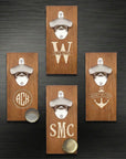 Custom Engraved Wooden Beer/ Drink Bottle Opener & Magnetic Cap Catcher, Personalised Name Logo , Father, Christmas, Groomsmen Gift for Him