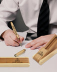 Custom Engraved Walnut Wooden Pen & Case Set, Personalised Logo Eco Bamboo Corporate Gifts, Teacher, Student, Event, Wedding Reception Decor