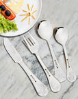 Custom Engraved Kid's Cutlery 4 Piece Set, Personalised Children Name Dinosaurs Dining Tools, Daycare Utensils, First Birthday Baptism Gift