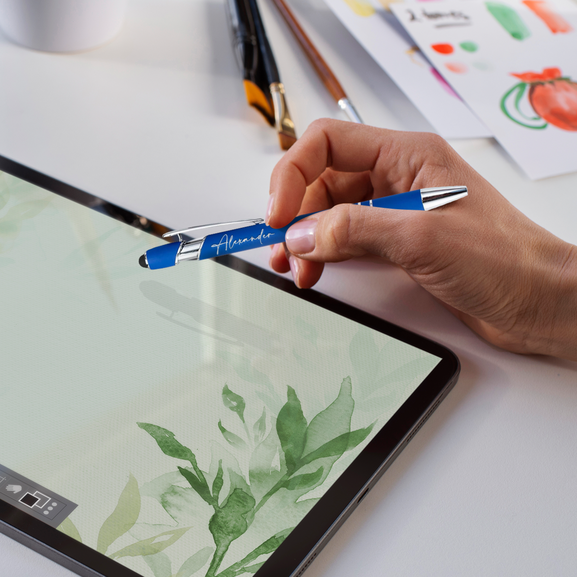 Custom Engraved Metal Ink Pen & Touchscreen Stylus, Personalised Ergonomic Ballpoint Digital Pens, Wedding Favours, Event Corporate Gifts