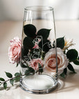 Personalised Etched Small Birth Flower Glass Vase, Home Wedding Decor, Bridesmaid Favor, Christening Housewarming, Anniversary Birthday Gift