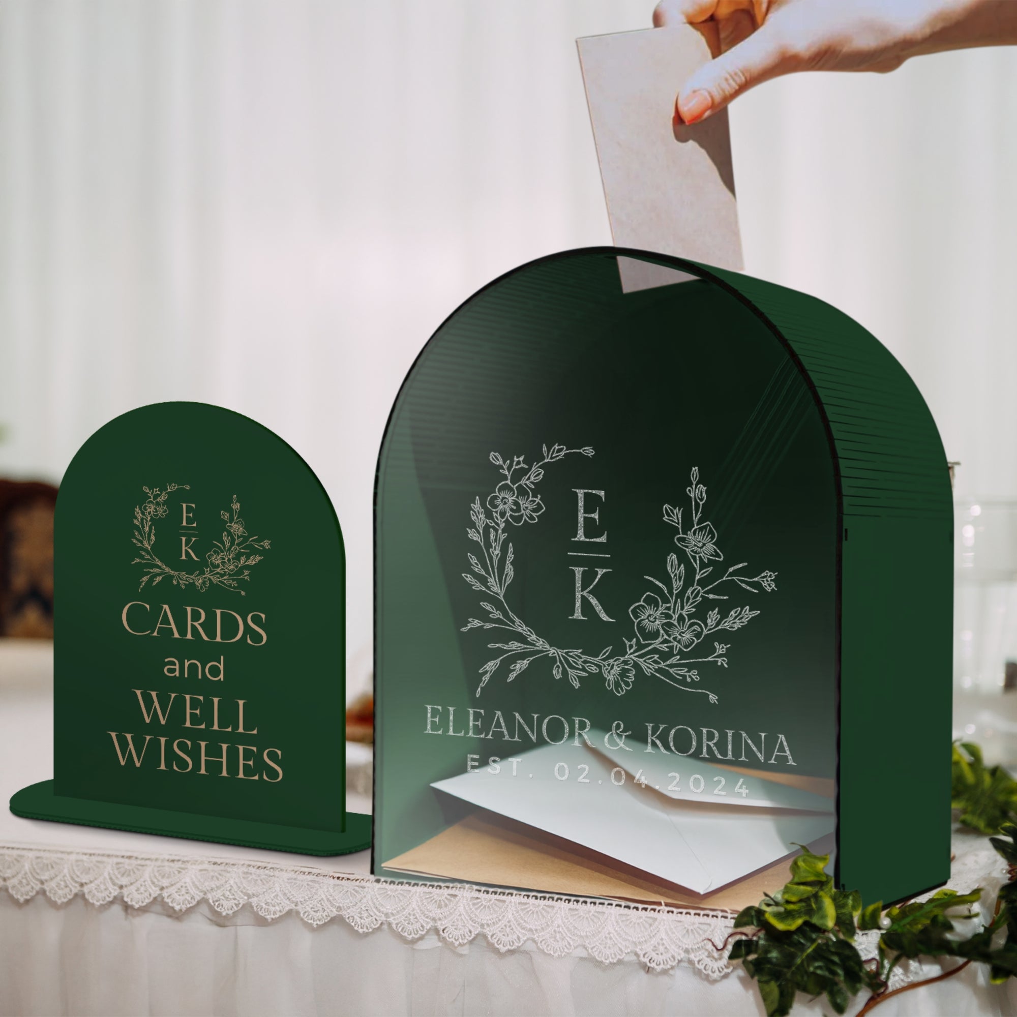 Custom Plywood Acrylic Arch Wishing Well Box & Sign, Personalised Name Date Money, Envelope, Card Boxes, Rustic Wedding Memory Keepsake Gift