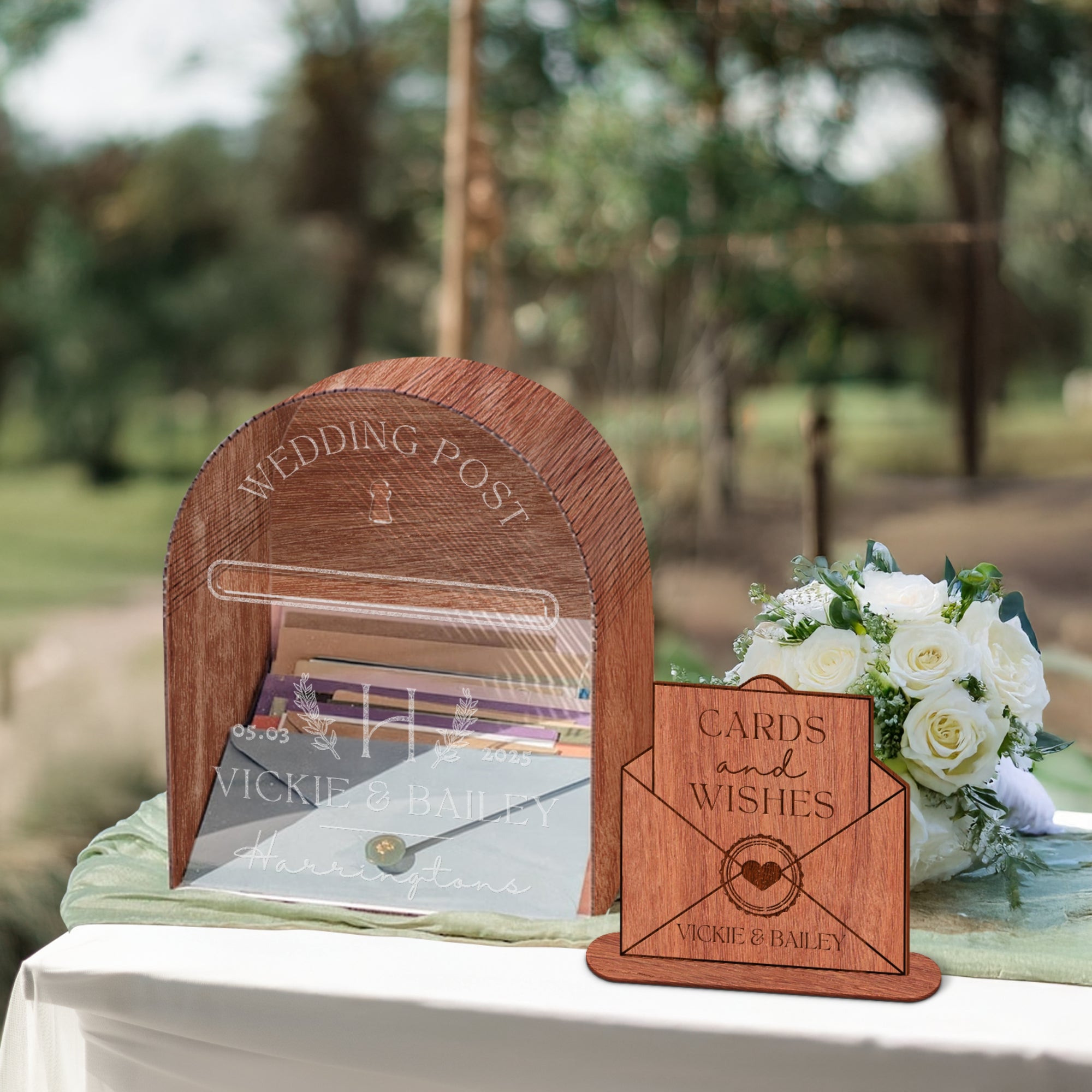 Custom Wood Acrylic Arch Mail Post Wishing Well Box & Sign, Personalised Name Date Money, Envelope, Card Boxes, Wedding Memory Keepsake Gift