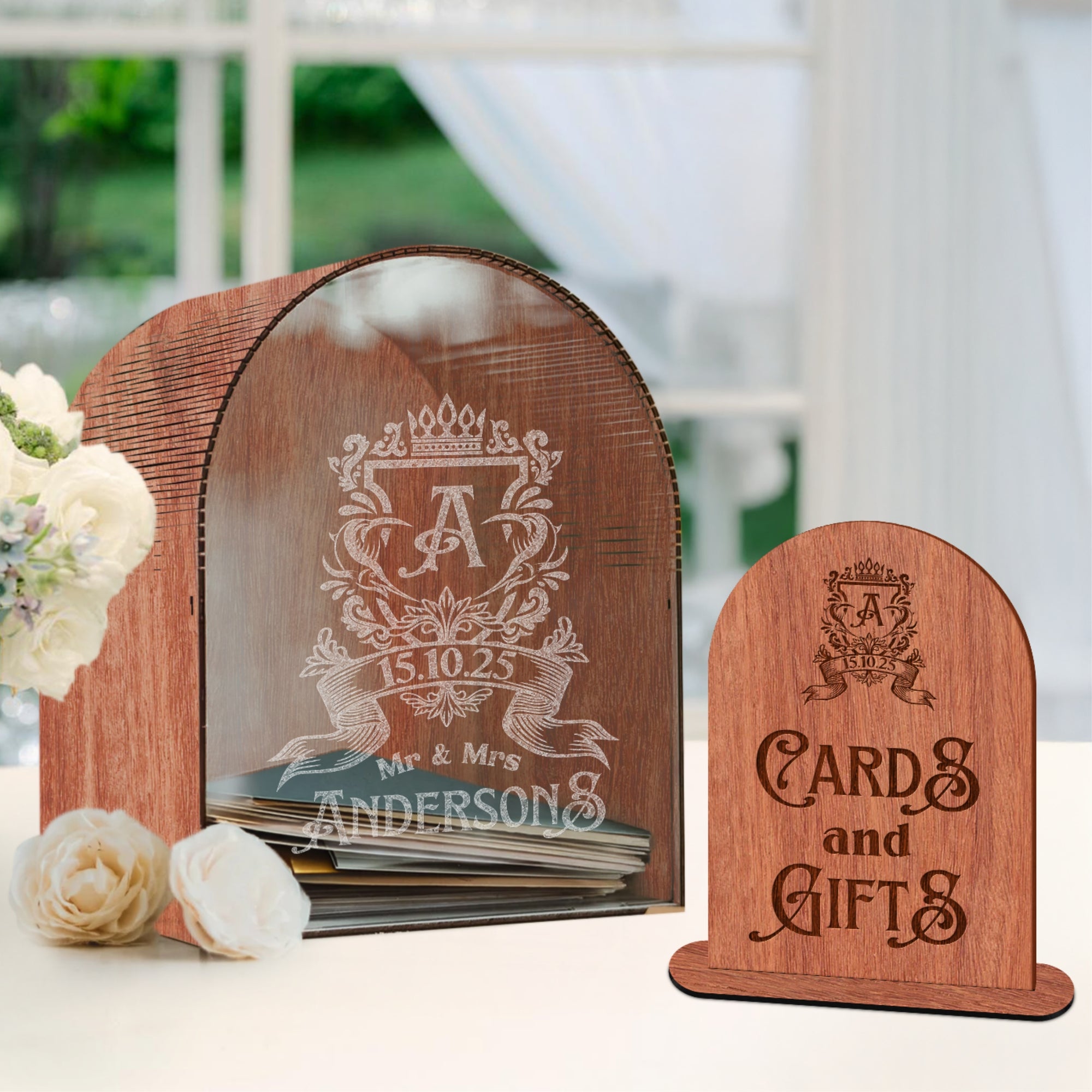 Custom Plywood Acrylic Arch Wishing Well Box & Sign, Personalised Name Date Money, Envelope, Card Boxes, Rustic Wedding Memory Keepsake Gift
