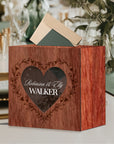 Custom Wooden Acrylic Square Wishing Well Box & Sign, Personalised Name Date Money, Envelope Card Boxes, Rustic Wedding Memory Keepsake Gift