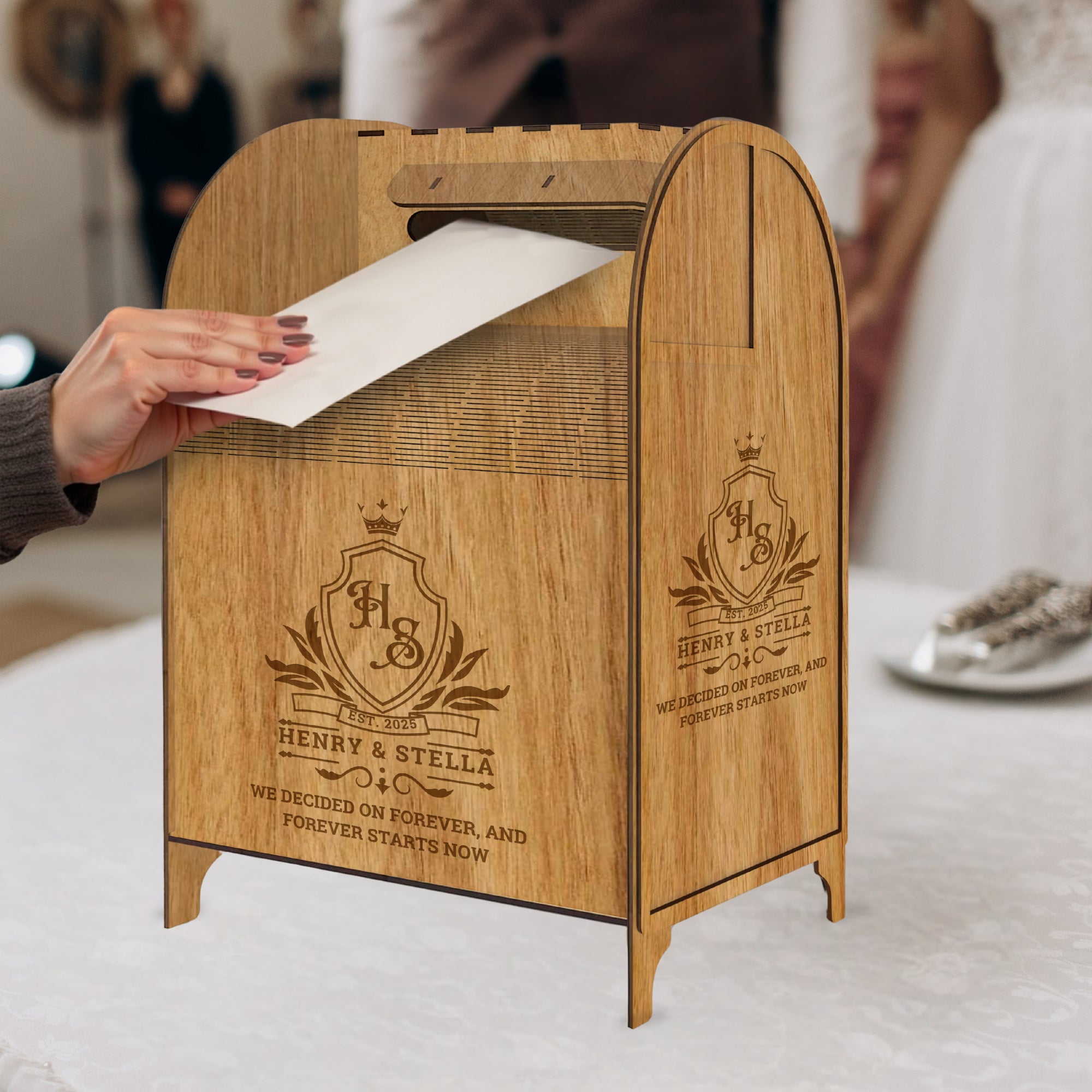 Custom Made Wooden Wedding Card Post Box, Personalised Name Date Money, Envelope, Wising Well Mail Rustic Storage Keepsake Gift Event Supply