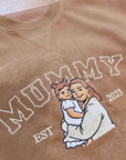 Custom Photo Embroidered Mum Sweatshirt, Personalised Family Portrait Jumper, Oversized Crewneck Name Embroidery, Mother's Day, Gift for Mom