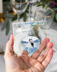 Custom Photo Glass Square Coaster, Personalised UV Print Name Drink Mat, Wedding Favours, Anniversary, Housewarming Birthday/ Corporate Gift