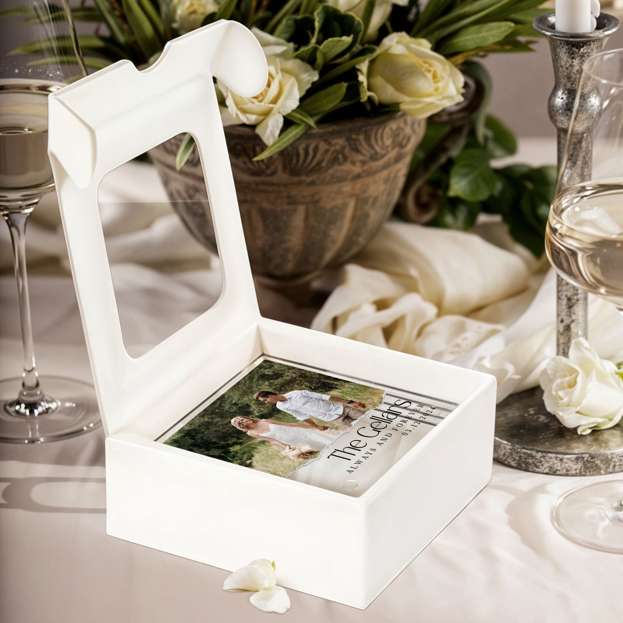 Custom Photo Glass Square Coaster, Personalised UV Print Name Drink Mat, Wedding Favours, Anniversary, Housewarming Birthday/ Corporate Gift