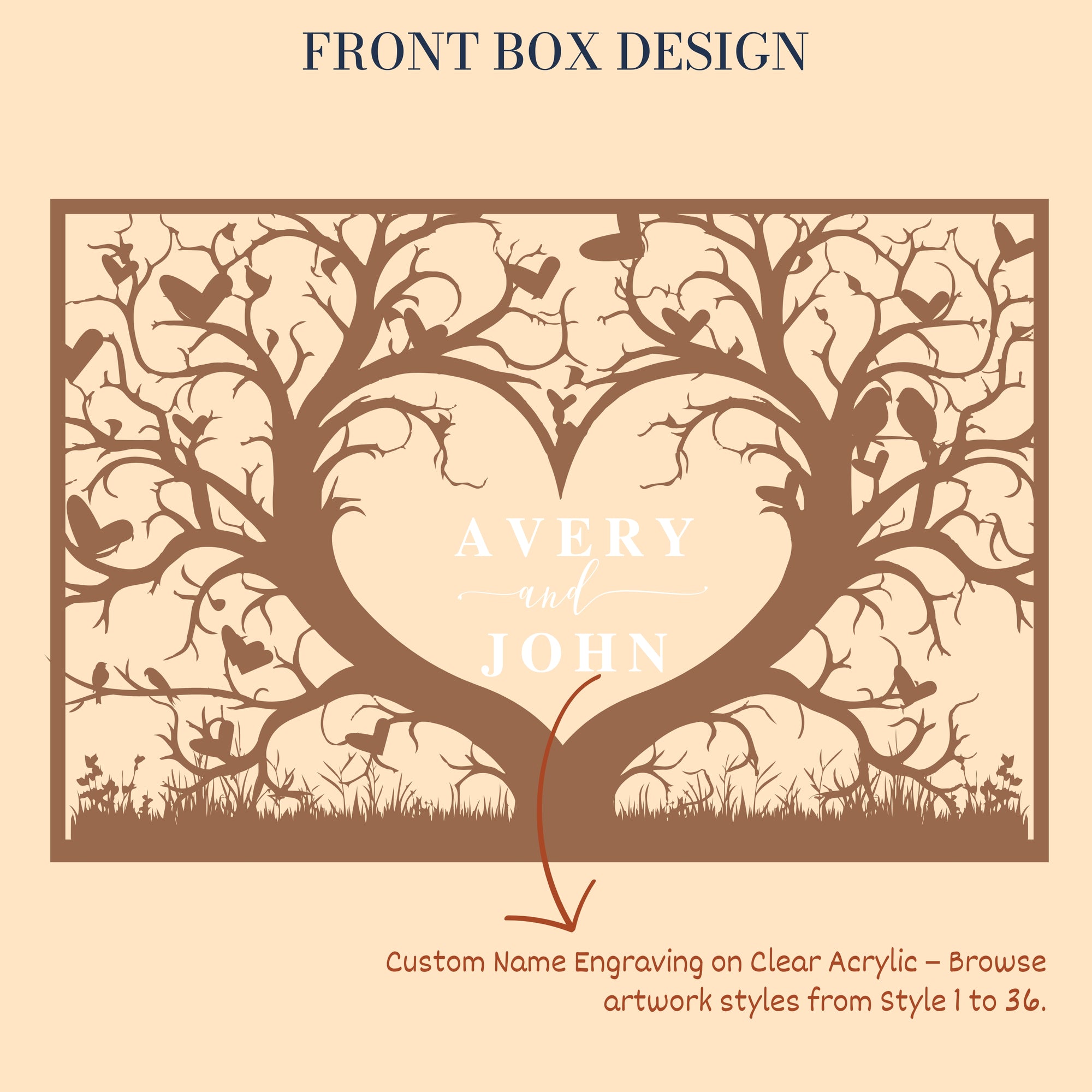 Custom Plywood Acrylic Family Tree Wishing Well Box & Sign, Personalised Name Date Money, Envelope, Card Boxes, Wedding Memory Keepsake Gift