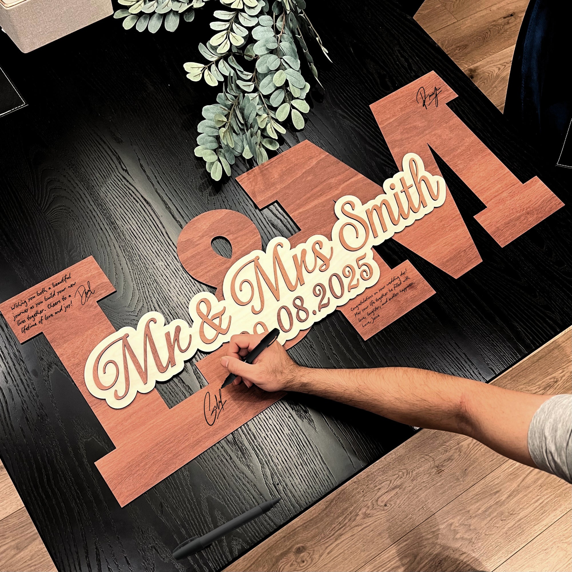 Custom 3D Triple Layer Wooden Initials Wedding Sign, Personalised Guest Book Alternative, Reception Party Welcome Decor Anniversary Keepsake