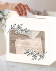 Custom Wooden Acrylic Square Wishing Well Box & Sign, Personalised Name Date Money, Envelope Card Boxes, Rustic Wedding Memory Keepsake Gift