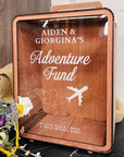 Custom Wood Travel Luggage Wishing Well Box & Sign, Personalised Money Card Honeymoon/ Adventure Fund Envelope Wedding Storage Keepsake Gift