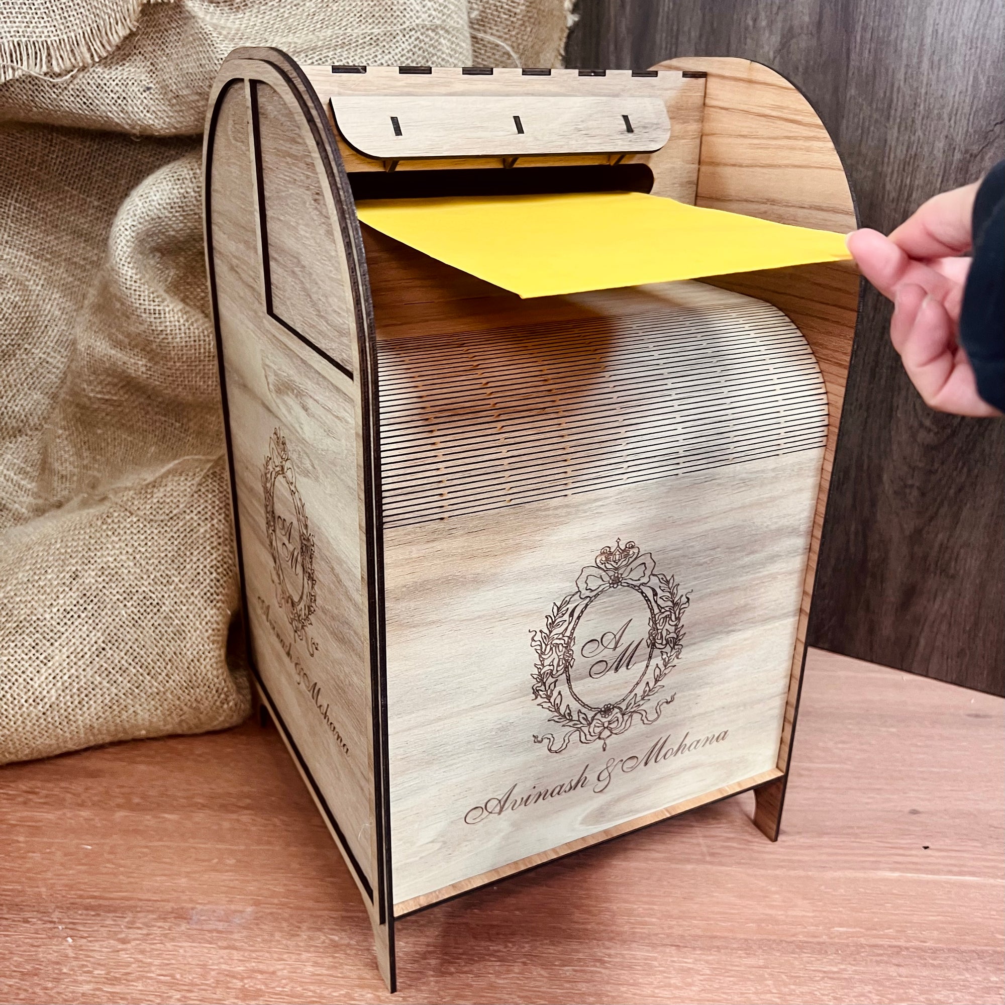 Custom Made Wooden Wedding Card Post Box, Personalised Name Date Money, Envelope, Wising Well Mail Rustic Storage Keepsake Gift Event Supply