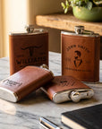 Custom engraved 7oz hip flask gift set, personalised in Australia with name or logo. Includes shot glasses, funnel & keepsake box. Great for Bestman, Groomsman Proposals, wedding gifts