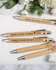 Custom Engraved Eco Bamboo Ballpoint Pen, Personalised Logo Sustainable Teacher, Student, Graduation Event, Corporate Gift, Wedding Favours